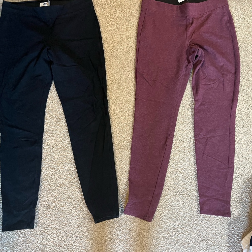 Old Navy Black and Purple Leggings Comfortable Stretchy Fit
